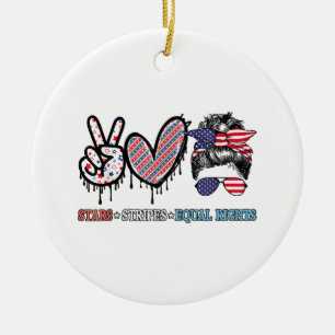 Funny US Flag Patriotic Ceramic Ornament