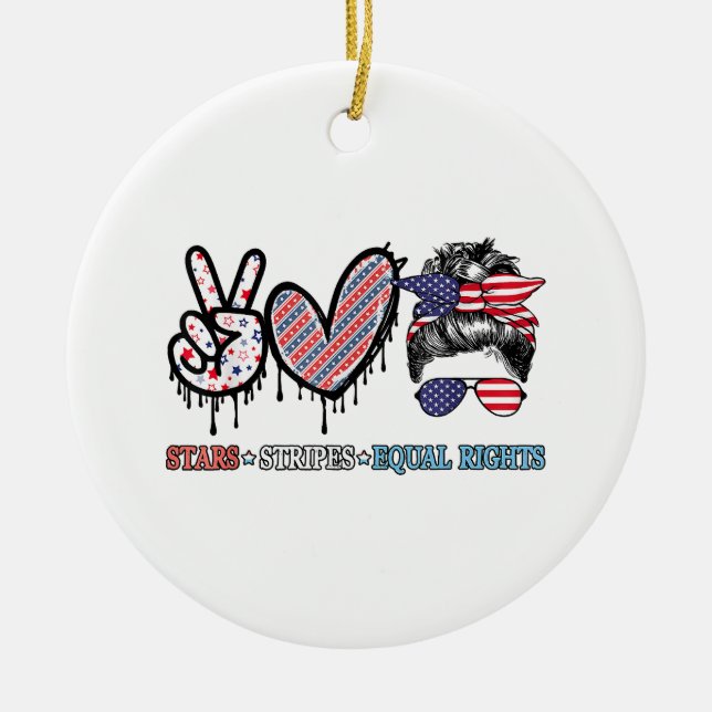Funny US Flag Patriotic Ceramic Ornament (Front)