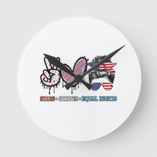 Funny US Flag Patriotic Round Clock