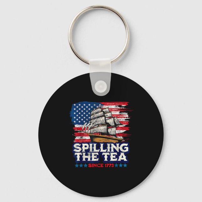 Funny Us History Teacher Boston Slling The Tea Sin Keychain (Front)