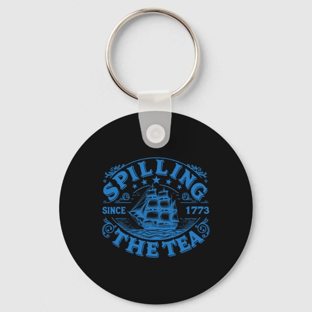 Funny Us History Teacher Boston Spilling The Tea S Keychain (Front)