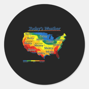 Funny us weather map parody todays forecast humor  classic round sticker