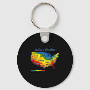 Funny us weather map parody todays forecast humour keychain