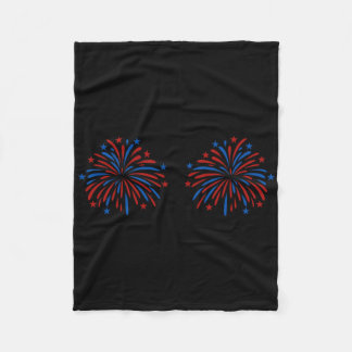 Funny Usa Fireworks Couple Just Here For The Firew Fleece Blanket