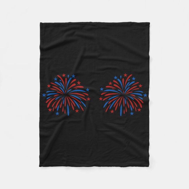 Funny Usa Fireworks Couple Just Here For The Firew Fleece Blanket (Front)
