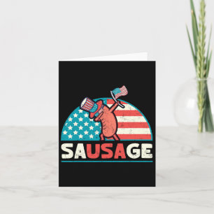 Funny Usa Sausage Patriotic 4th Of July Card