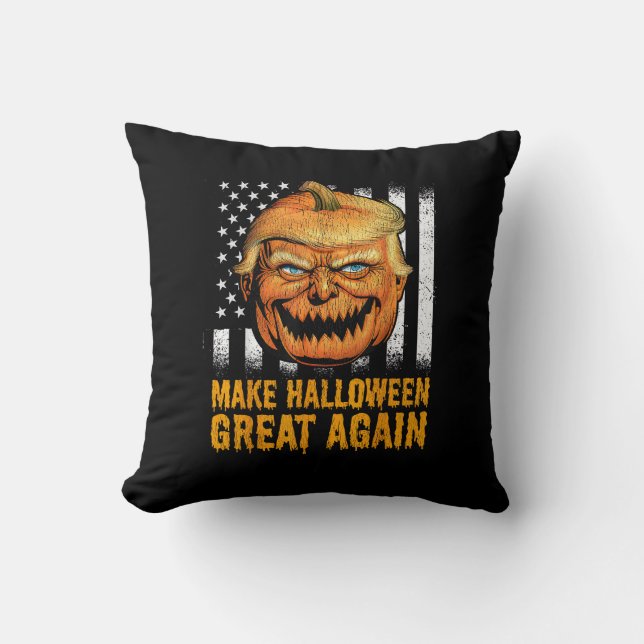 Funny Usa Trumpkin Make Halloween Great Again Throw Pillow (Front)