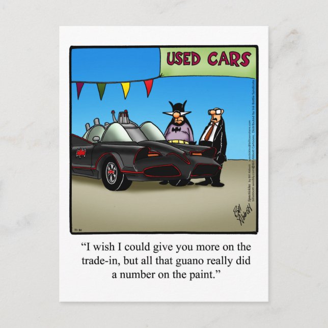 Funny Used Car Humour Postcard (Front)