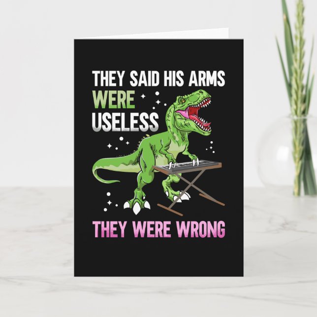 Funny Useless Arms T Rex Pianist Card (Front)