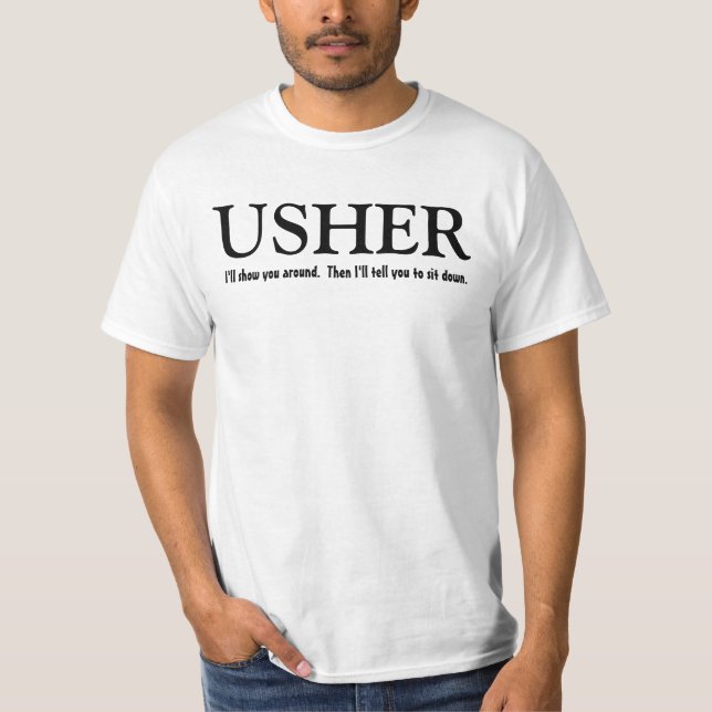 Funny Usher Customizable Wedding Party Shirt (Front)
