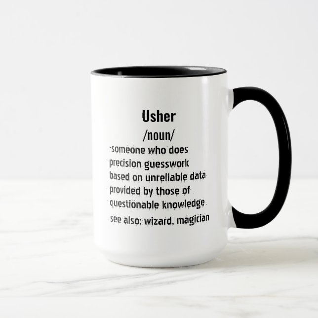 funny Usher Definition gifts for men women Mug (Right)