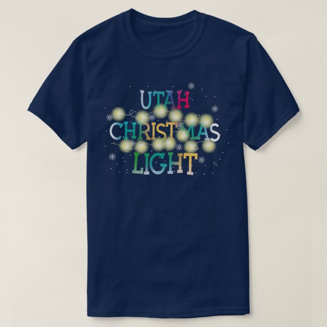 Funny Utah State Christmas Light Pyjama Cute Tee (Design Front)