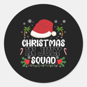 Funny Vacation Christmas In July Squad Xmas Santa  Classic Round Sticker