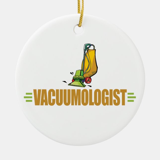 Funny Vacuuming Ceramic Ornament (Front)