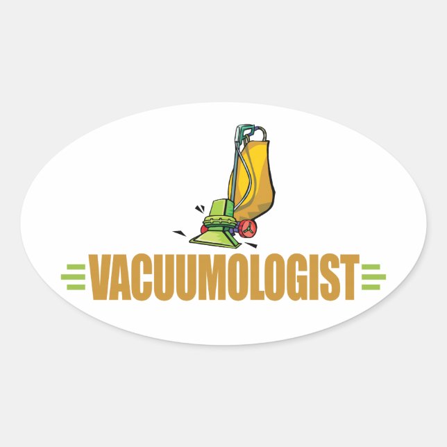 Funny Vacuuming Oval Sticker (Front)
