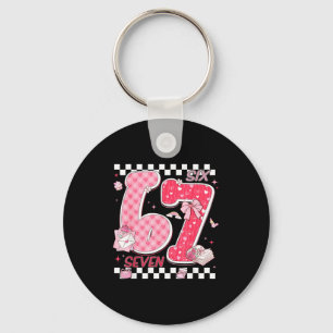 Funny Valentine 67 Six Seven Meme Pink Bow Boy Gir Keychain