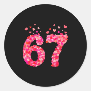 Funny Valentine 6 7 Meme Boy Six Seven Hearts Gen  Classic Round Sticker