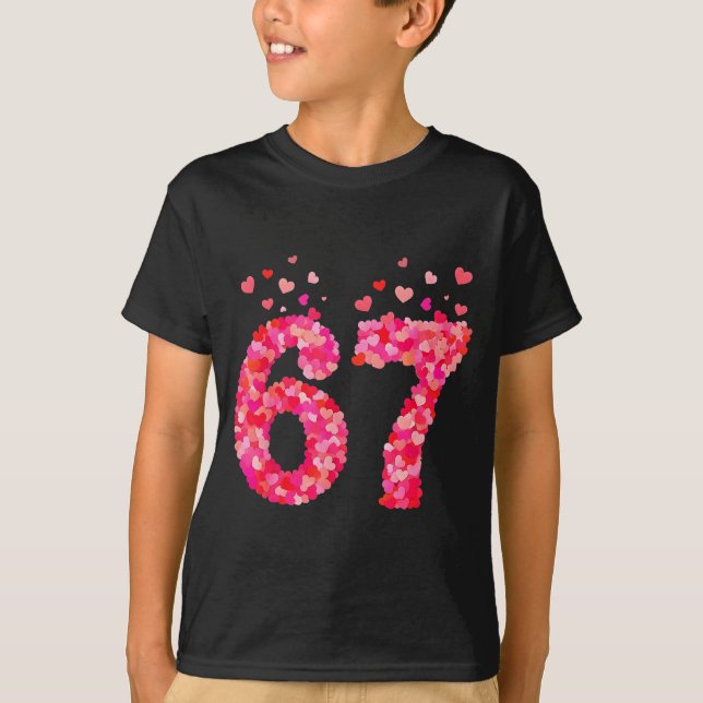 Funny Valentine 6 7 Meme Boy Six Seven Hearts Gen  T-Shirt (Front)