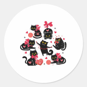 Funny Valentine Black Cats Positions - Black Cat H Classic Round Sticker