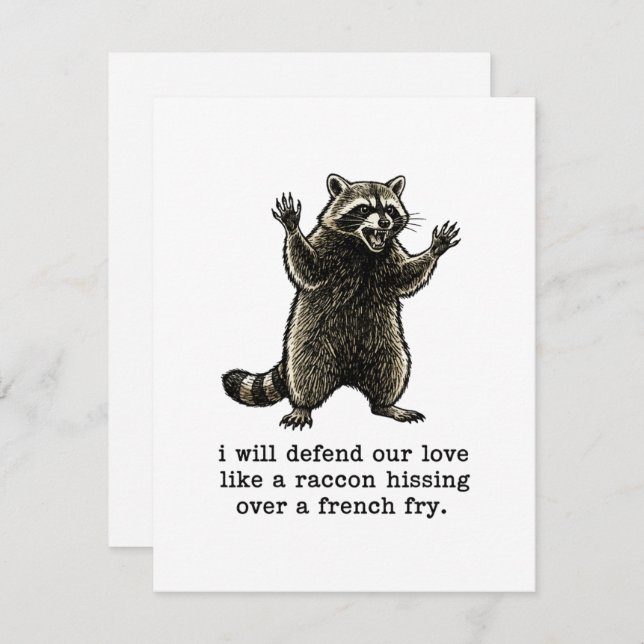 Funny Valentine Card Raccoon Love for Couples (Front/Back)