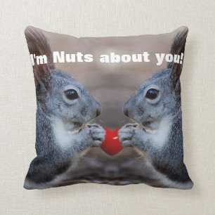 Funny Valentine Day Squirrels Throw Pillow
