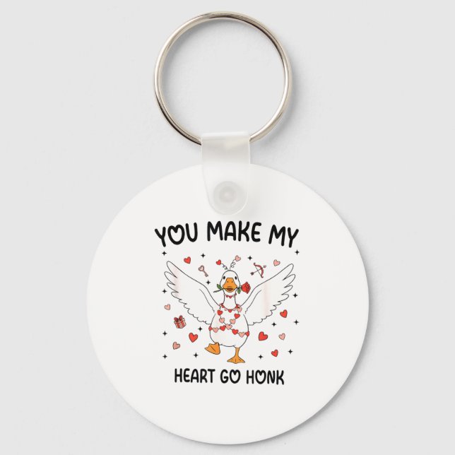 Funny Valentine Goose Coquette You Make My Heart G Keychain (Front)