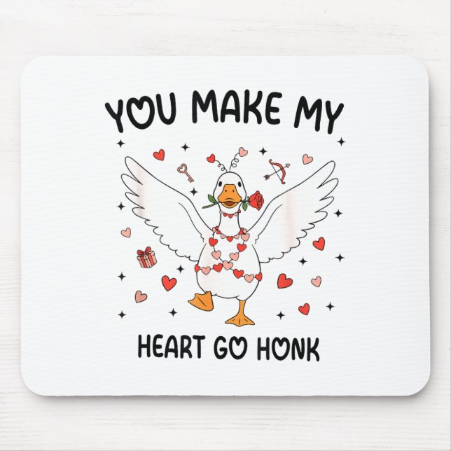 Funny Valentine Goose Coquette You Make My Heart G Mouse Pad (Front)
