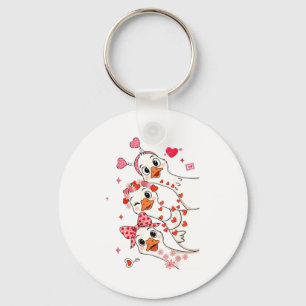 Funny Valentine Goose Nk Coquette Valentines Girls Keychain