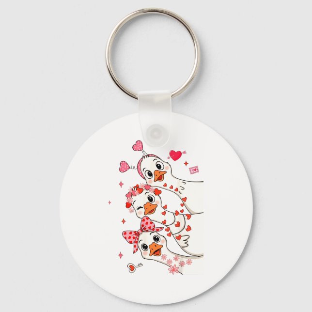 Funny Valentine Goose Nk Coquette Valentines Girls Keychain (Front)