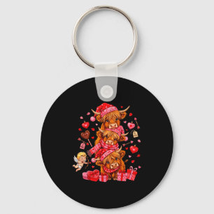 Funny Valentine Highland Cow Lover Xoxo Be Mine Cu Keychain