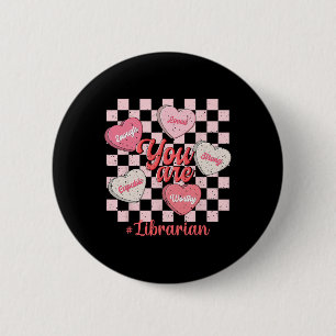 Funny Valentine Librarian Love Heart 2 Inch Round Button