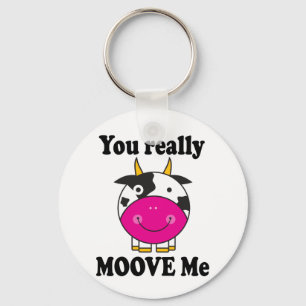 Funny Valentine Moove Me Cow Gift Keychain