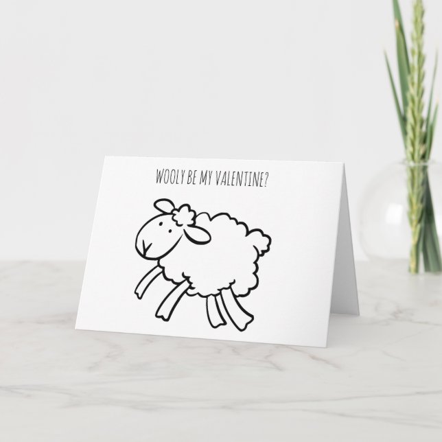 FUNNY Valentine Sheep Wooly be my Valentine card (Front)