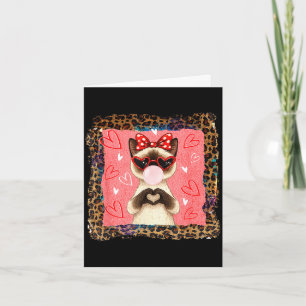 Funny valentine siamese cat heart hands bubble bow card