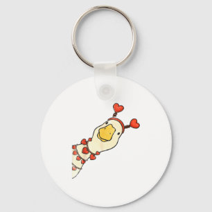 Funny Valentine Silly Gooses Duck Heart Love Match Keychain