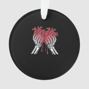 Funny Valentine Skeleton Heart Hands Classic Style Ornament