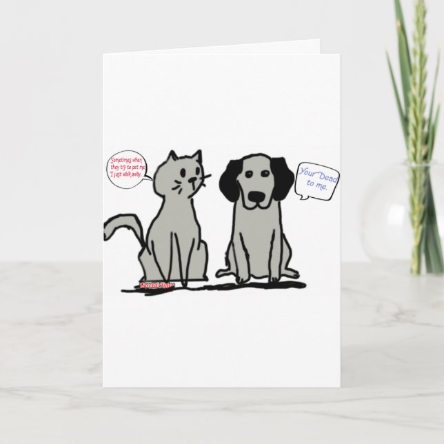 Funny Valentines Carte Chien et Chat (Devant)