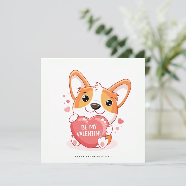 Funny Valentines Carte de Jour - Corgi Dog Card (Debout devant)
