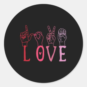 Funny Valentines Day Asl  Classic Round Sticker