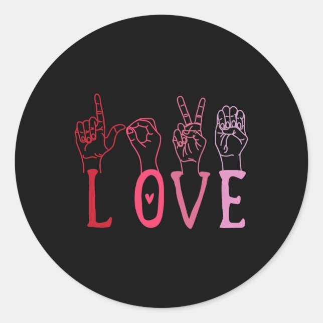Funny Valentines Day Asl  Classic Round Sticker (Front)