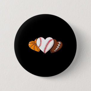 Funny Valentines Day Basketball Baseball Football 2 Inch Round Button