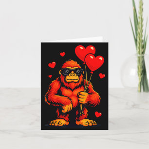 Funny Valentines Day Bigfoot Heart Balloons Sasqua Card