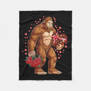Funny Valentines Day Bigfoot Heart Love Sasquatch  Fleece Blanket