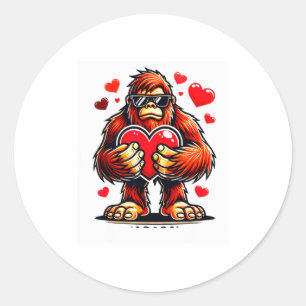 Funny Valentines Day Bigfoot Heart Sungles Sasquat Classic Round Sticker
