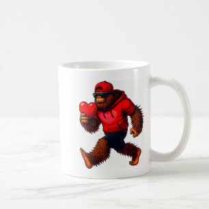 Funny Valentines Day Bigfoot Heart Sungles Sasquat Coffee Mug