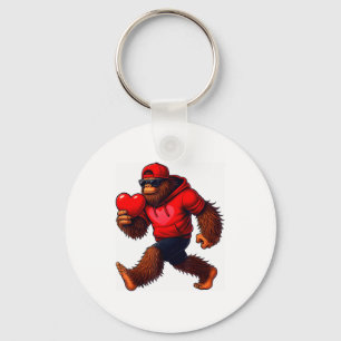 Funny Valentines Day Bigfoot Heart Sungles Sasquat Keychain