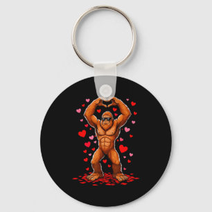 Funny Valentines Day Bigfoot Heart Sungles Sasquat Keychain
