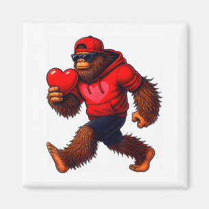 Funny Valentines Day Bigfoot Heart Sungles Sasquat Magnet