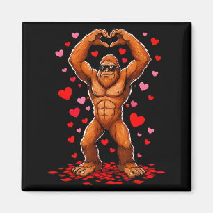 Funny Valentines Day Bigfoot Heart Sungles Sasquat Magnet