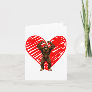 Funny Valentines Day Bigfoot Sungles In Heart Sasq Card